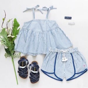PINK CHICKEN TODDLER GIRL STELLA TOP & MILLIE SHORT IN BLUE STRIPE